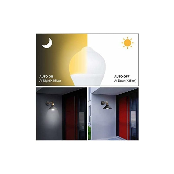 12W E27 PIR Infrarød LED-pære med bevegelsessensor PÅ/AV automatisk A60 220V 700lm 70W Halogen-ekvivalent for trapper korridor garasje（2-pakning, Wa