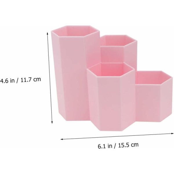 Skrivebords Hexagonal Penneholder Stationær Stativ Plastik Penneholder Pot Plastik Skrivebordsarrangør Pot Geometrisk Makeup Penselholder Blyantbord til Studerende