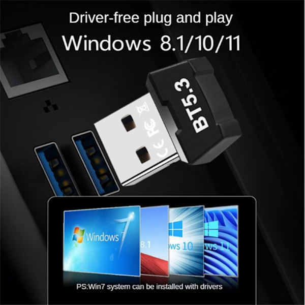 Bluetooth-adapter RTL5.3 Datamaskin Driver-fri USB Trådløs Bluetooth-mottaker Sender Bluetooth Audio Headset