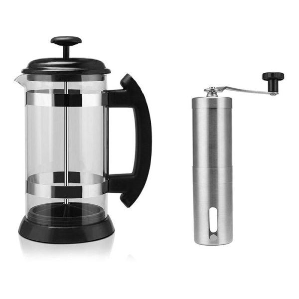 Bärbar manuell fransk presskanna i rostfritt stål kaffebryggare filter hushållspottad kaffemaskin kaffebryggare filtreringsverktyg
