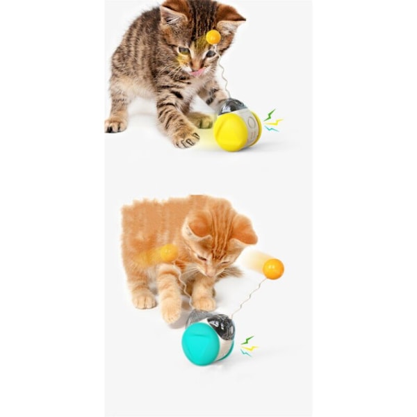 Husdjursprodukter, Elektrisk Tumbler Leksak, Matboll Skivspelare för Tease Katt Leksaker(Gul)
