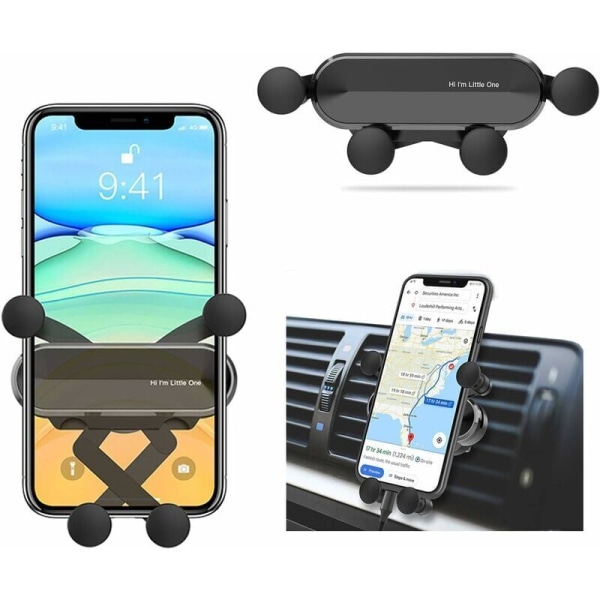 Universal Air Vent Biltelefonholder， Ventilasjonsbiltelefonholder for smarttelefon og GPS-enheter (svart)--
