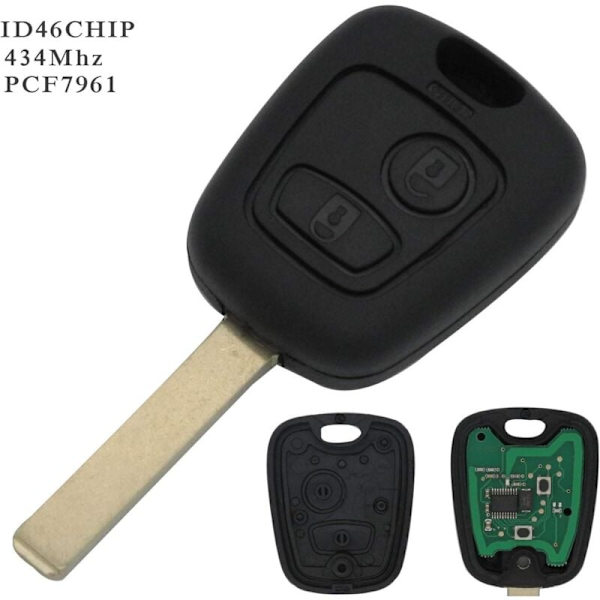Komplett nyckel med elektronik att programmera PLIP Peugeot 107 207 307 407 106 206 306 406 Citroen C1 C2 C3 C4 C5 C6 C8 Xsara Saxo Berlingo Fjärrkontroll