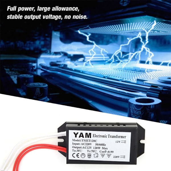 220V till 12V Elektronisk Transformator, Spänningsomvandlare, Intelligent Strömförare (120W)