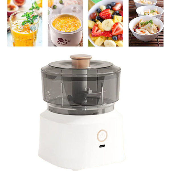 Elektrisk Kødhakker, Multifunktionel Blender med Rustfrit Stålblade, Sikker og Effektiv Madblender til Køkken, Hvid
