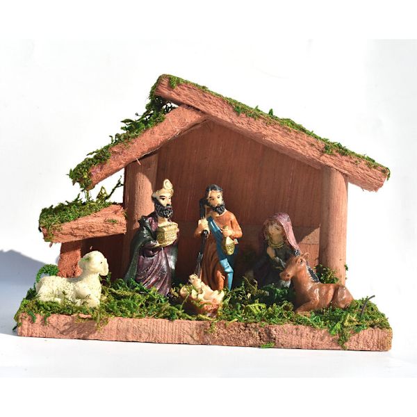 Traditionel Julekrybbe, Elegant Profil Julekrybbe Sæt, Harpiks Træ Hjemme Julekrybbe Sæt, Juledekoration Bordvisning Ornament - 16x7.5x1