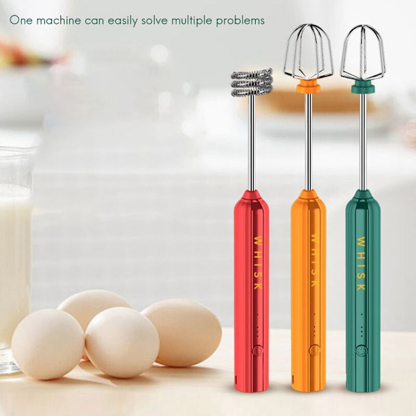 USB Oppladbar Elektrisk Visp Egg Håndmikser Kaffe Blender Husholdning Shaker Mikser Skummer Skummer Grønn