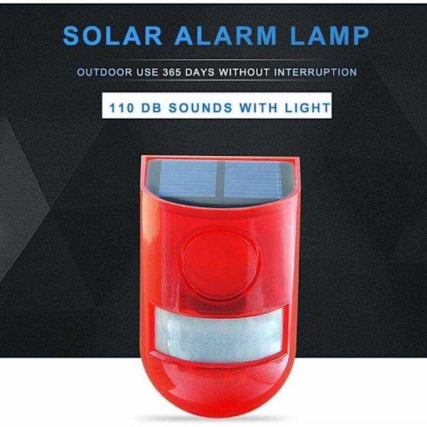 Solar Lydalarm Strobe Lys Blinkende Klar LED, IP65 Vandafvisende 110dB Høj Alarm Sikkerhedssystem til Hjem Villa Farm Lejlighed Gårdspladser, Hørbar og