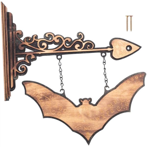 Rustik Bat Ouija Spirit Board 2 med Planchette Stand - Lasergraveret Træ