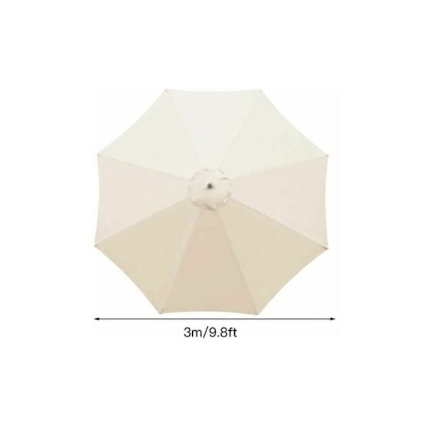Udskiftningsbetræk til parasol, 8 ribber, 3 m, vandtæt, anti-UV, udskiftningsstof, beige
