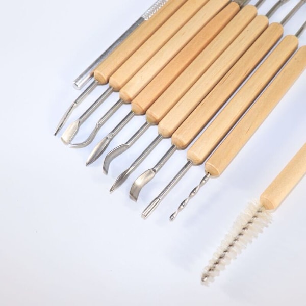 Set med 11 polymerlera-verktyg för vuxna - Lera-verktyg - Keramiska verktyg för formning och modellering - Prägling och DIY