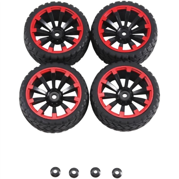 4 Pieces 12mm Hex Rims and Rubber Tires Outer Diameter 2.59 Inch for 1/10 RC On-Road Touring Car, A