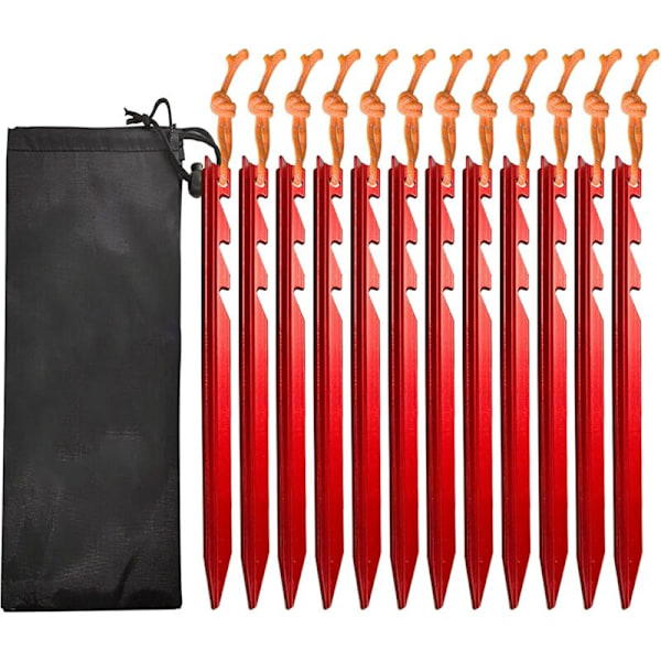 12 stk teltplugger, 18 cm aluminiumslegeringsplugger teltplugger, trekantteltplugger med reflekterende snor