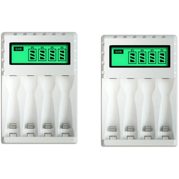 2X Smart LCD-batteriladdare med 4 fack för NiCd NiMh AA / AAA