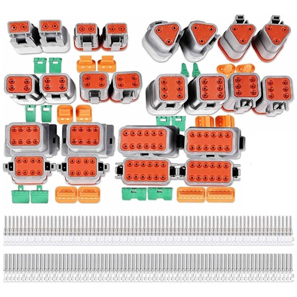 12 stk DT-serie 2 3 4 6 8 pin IP68 vanntette elektriske kontakter for bil