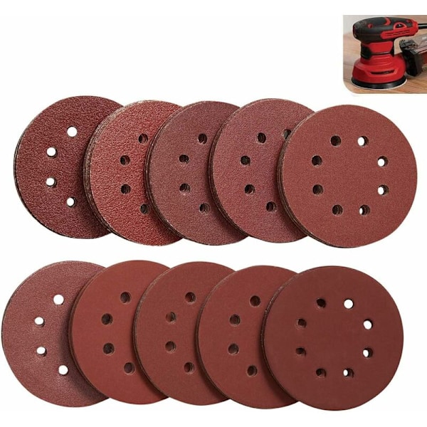 100 stk. 125 mm Slibeskiver, Nylon Beslag Slibeskiver til Tilfældig Orbitalsliber 40/60/80/100/120/180/240/320/400/800 Slibeskiver (10 pr.