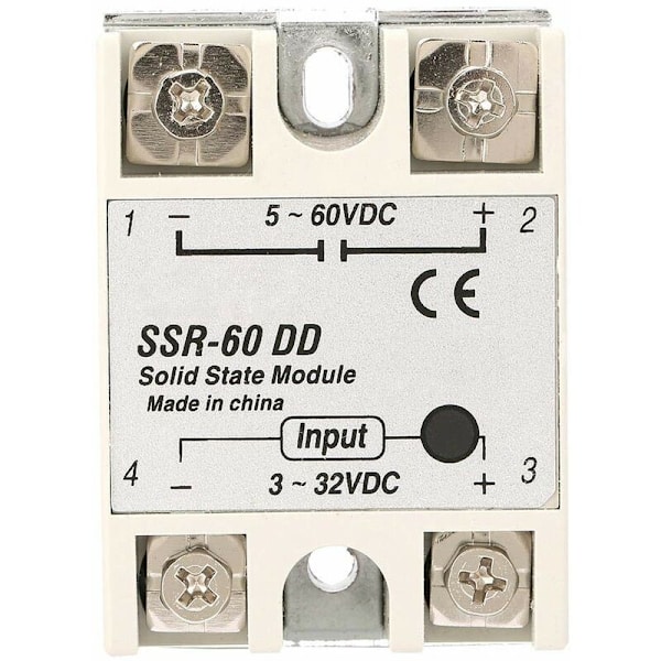 SSR-60DD Halvledare Relä 60A Maskinkontroll DC-DC 3-32VDC till 5-110VDC Halvledare Reläer
