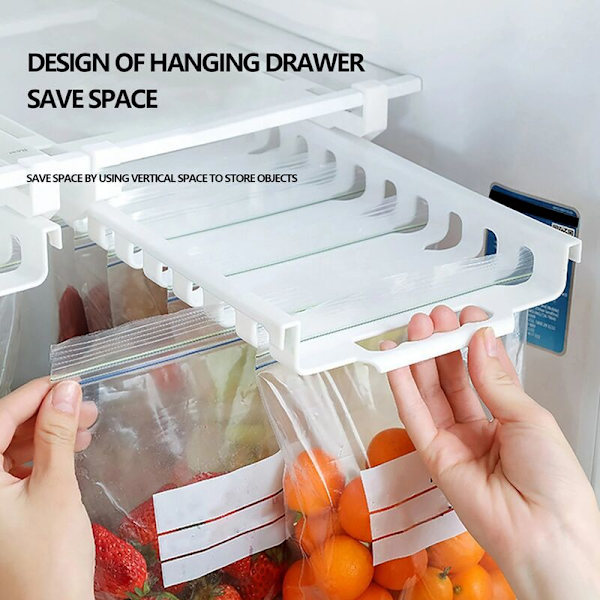Retractable Drawer Organizer Refrigerator Rail Bracket Kitchen Drawers Refrigerator Shelf Bracket for Saving Space Refrigerator Drawer