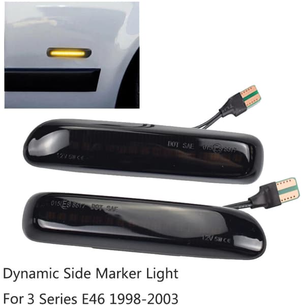 Rök LED dynamisk sidomarkeringsljus för 3-serie E46 Coupé 1997-2001