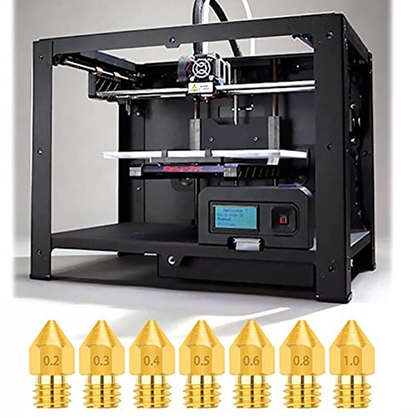 3D-printer Tilbehør Messingdyse 1.75Mm MK8 0.2Mm/0.3Mm/0.4Mm/0.5Mm/0.6Mm/0.8Mm/1.0Mm Sæt til -10 3 5