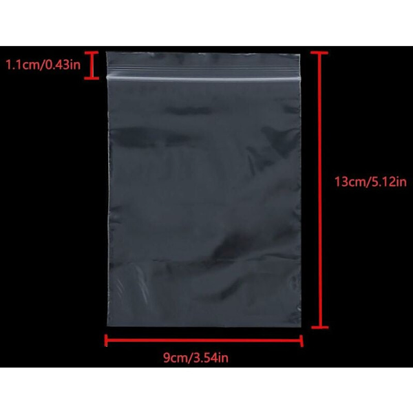 Gennemsigtige genlukkelige plastikposer Stærke genanvendelige lynlåsepose, fortykkelse og holdbar, lås til låsning, 9x13cm 100 stk-Fei Yu