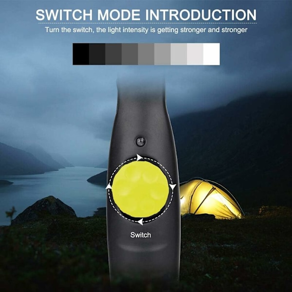 USB-oppladbart arbeidslys COB inspeksjonslampe lommelykt med magnetbase og hengekrok for DIY, hjem, arbeid, fiske, fotturer, camping