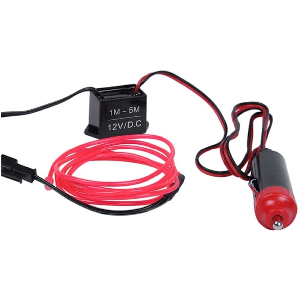 1M EL Fleksibel Neon Par LED Lys Bil Tau + 12V Inverter - Rosa