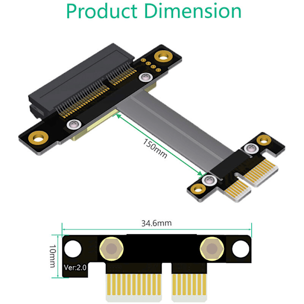 PCI-E PCI Express 4X till 1X förlängningskabel Ribbon Express Card Adapter Dubbel 180 graders riktning