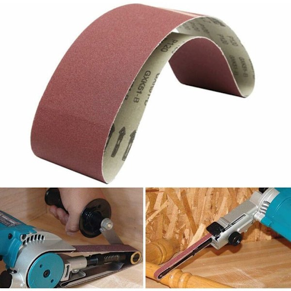 Tyg Slipband │ 5 stycken │ 100 x 610 mm │ Blandat paket (1 x korn 40/60/80/120/180 vardera) │ för bandslipmaskiner │ Slippapper │ Slipbandsset