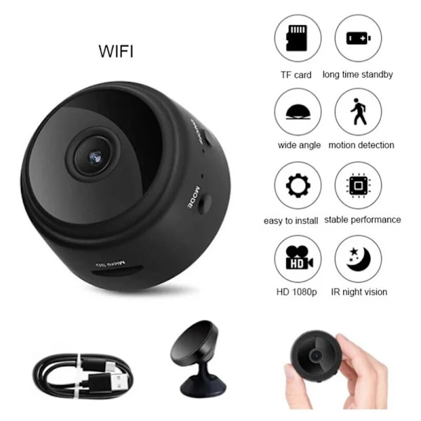 A9 HD Mini WiFi Overvåkingskamera, Trådløs Stemmeopptaker, for Smart Hjem