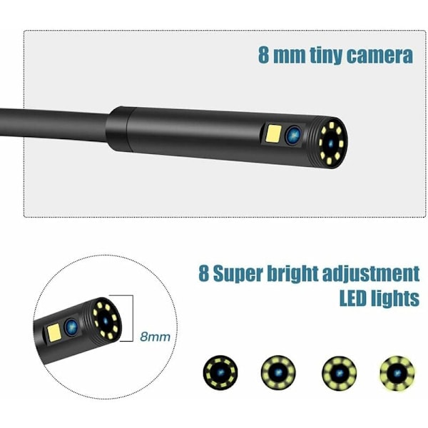 Industriel Endoskop, Dobbelt Hoved Boreskop Inspektionskamera, 1080P HD Dobbelt Linse Digital Boreskop, 4,3 Tommer LCD Skærm, IP67 Vandafvisende, med 8 LED