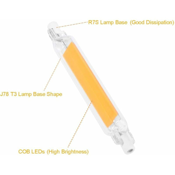 R7S LED Pærer 78mm 118mm COB LED Pære Lampe 220-240V 110-140V 5W 10W Udskift Halogen Pære (15W/118mm, Varmt Hvid) HIASDFLS