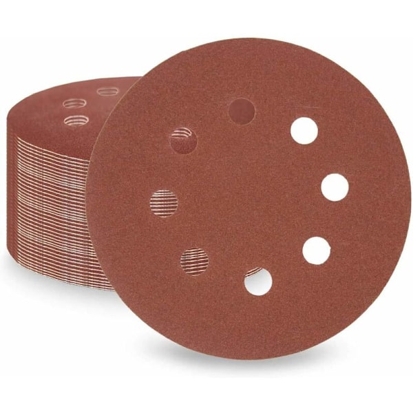 50 st 1200 korn Slippapper, 125mm 5 tum 8 hål Slipsskivor för Excenterslip och alla Oscillerande Verktyg (1200 x 50 st)