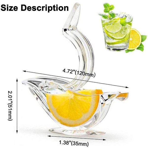 Manuell citronpress, Akryl Manuell Citruspress, Bärbar Transparent Juicepress, Fågelform, Handpress (2PC)