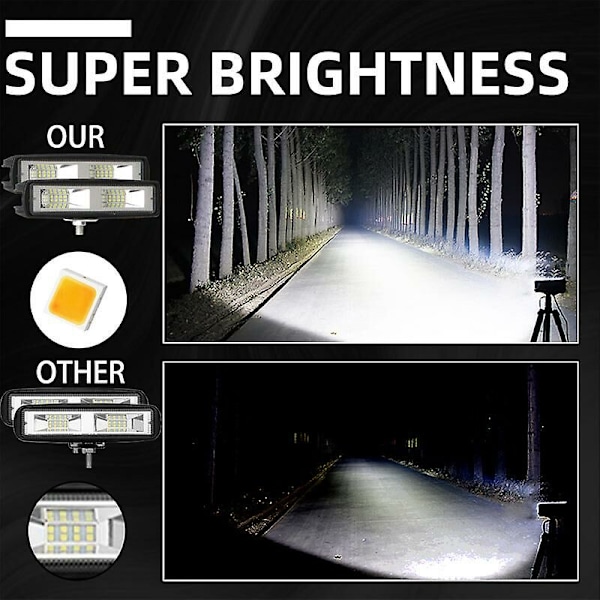 48W LED-lykt arbeidslys LED-lys tåkelys 12-30V for motorsykkel lastebil båt traktor tilhenger terrengkjøring arbeidslys LED 4 stk