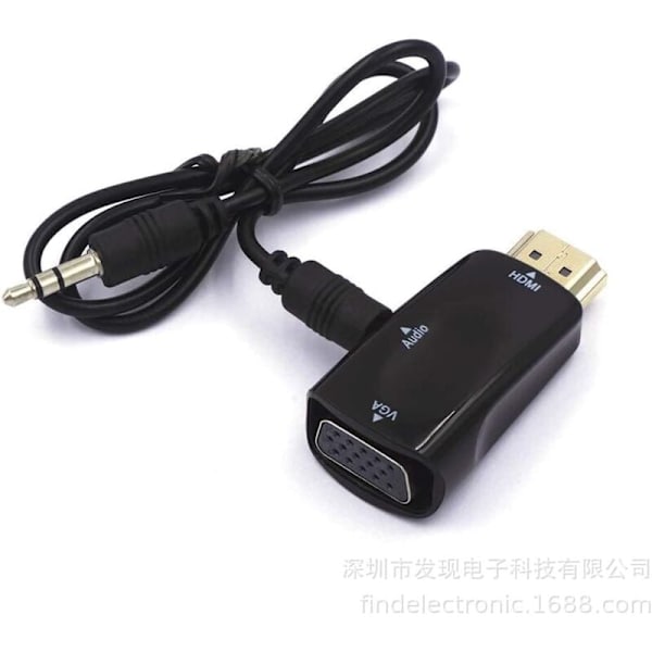 HDMI-VGA-muunnin - Äänikaapeli - Videotarkkuus - Kompakti sovitin äänensiirrolla - 3,5 mm liitäntä