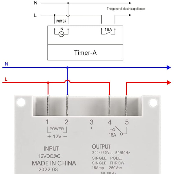 CN101A SPST-brytare med programmerbar timer och LCD-digital display 12V DC 16A Vit med vattentät skydd