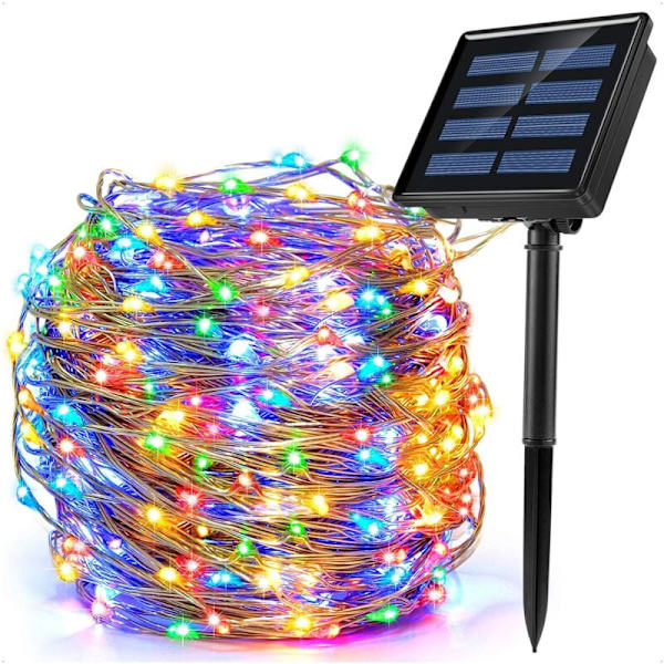 Solcellslinga, flerfärgad multifunktionell LED-solcellslinga 22 meter, utomhus solcellsbelysning, sollampa