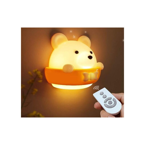 Børnelampe LED Vægskinne Natlampe med Fjernbetjening Bærbar Natlampe Velegnet til Babyværelse, Soveværelse, Stue, Camping, P