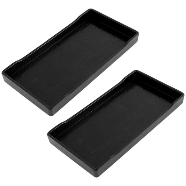 2X Black Rectangular Plastic Lunch Tray