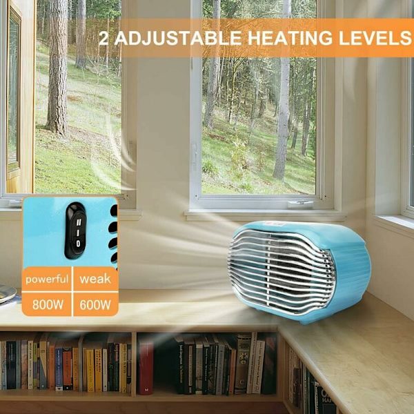 Skrivebordsvarmer 800W Mini Bærbar Elektrisk Blæser Keramik Personlig Varmer Opvarmning 2 Varmeindstillinger til Hjem, Kontor og Soveværelse Overophedningsbeskyttelse