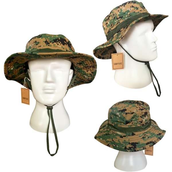 Taktisk Benny Hat, Unisex Camouflage Rund Hat Fisherman Sun Hat för utomhus Airsoft Paintball Klättring Camping