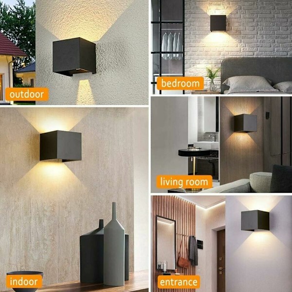 Seinän valaisin 12w Led seinän valaisin sisä- ja ulkotiloihin lämmin valkoinen 3000k Led seinän valaisin säädettävällä sädekulmalla Ip65 vedenpitävä Led ulkovalo