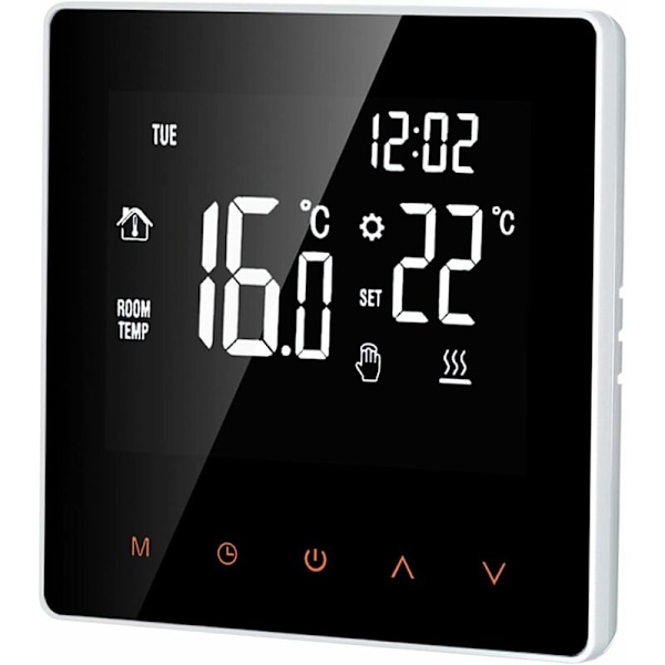 16A Digital Termostat, LCD-skærm, Touchscreen, Programmerbar, til Hjem, Skole, Kontor, Hotel, Hvid