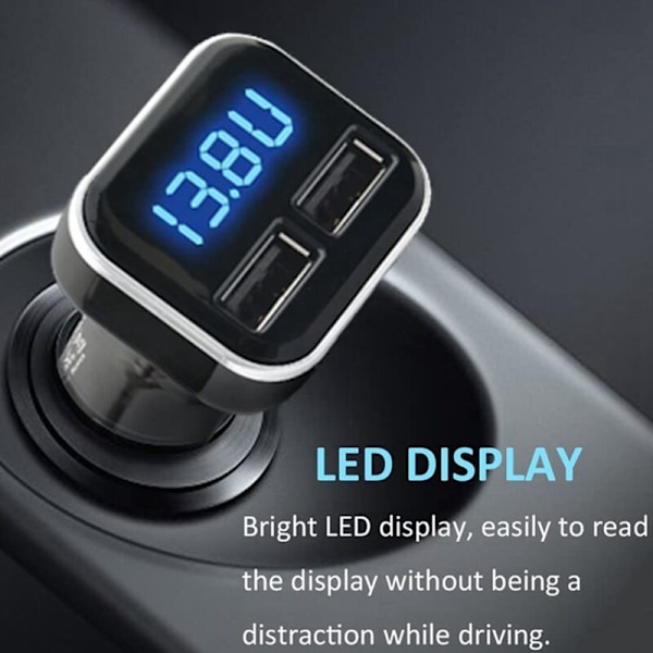 2X Bil Laddare Voltmätare Batteri Monitor med LED Spänning och Ampere Display, för 11/Xs, Galaxy S20 S10