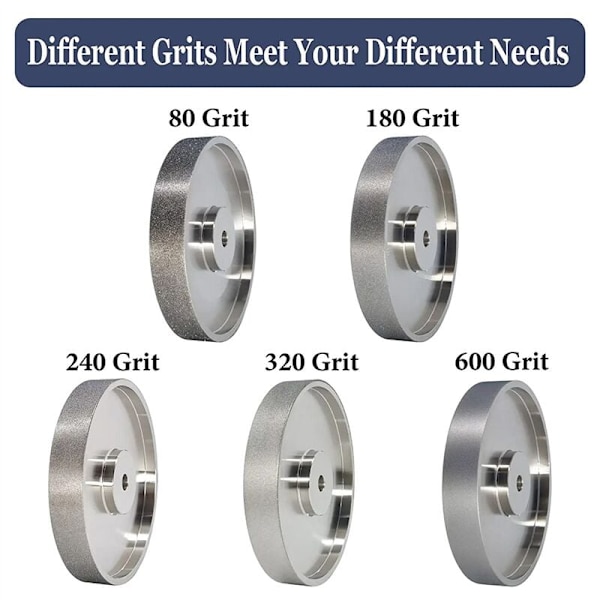 CBN-slipskiva, 6 tum diameter x 1 tum diameter, med 1/2 tum armbor, diamantslipskiva för HSS-slipning, 80 korn