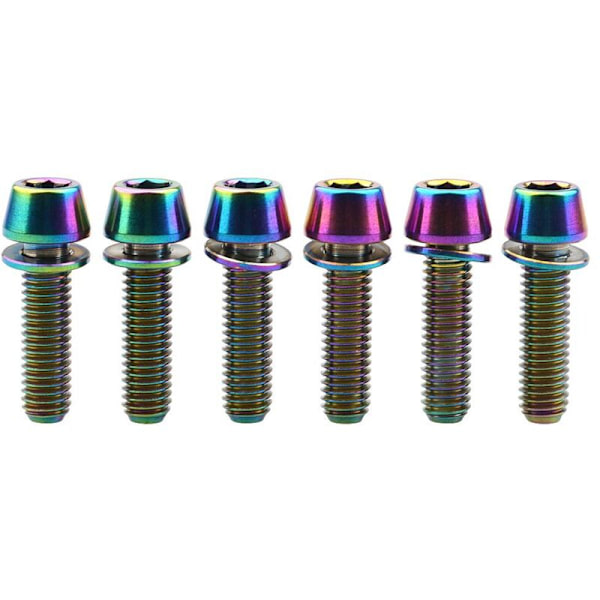 Titaani kuusiokolokantainen pultti aluslevyruuvilla varren osiin 6 kpl (Ranibow, M5x18mm)