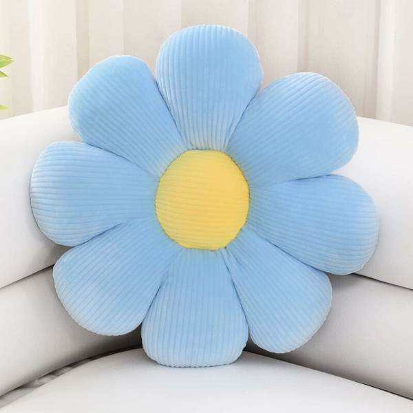 Blomsterformet pude, numsepude, sædehynde, sød stueindretning og plys pude til soveværelse sofa stol (blå, 15,7 tommer)