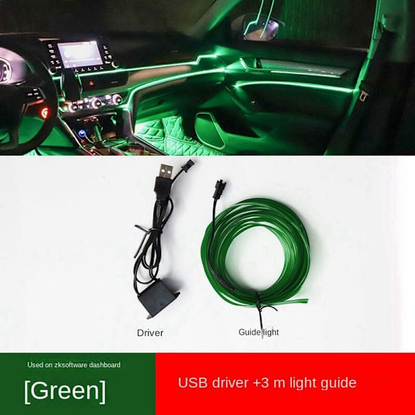 In-Car Ambient Light USB Bil Kallt Ljus LED Utan Brytlinje Modifiering Ambient Light (Blå)