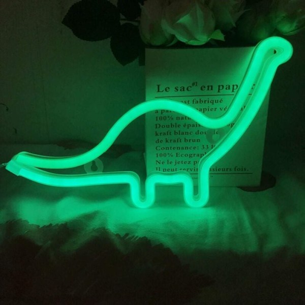 QiaoFei LED Neonlys Dinosaur Formet Skilt Dekorlys, Veggdekorasjon til Jul, Bursdagsfest, Barnerom, Stue, Bryllupsfestdekorasjon (